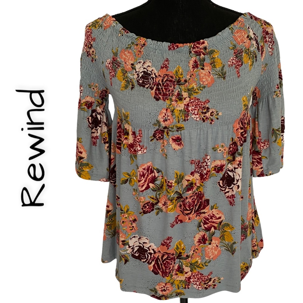 REWIND Off-the-Shoulder Babydoll-Styled Top, Size Large